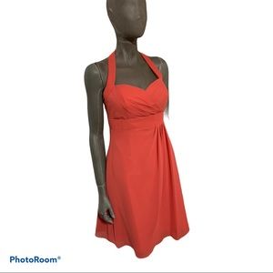 Flattering coral Halter dress